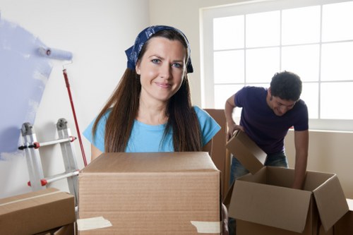 Office removals team preparing business equipment for a Surrey relocation