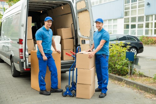 Furniture and boxes prepared for a house move in Surrey
