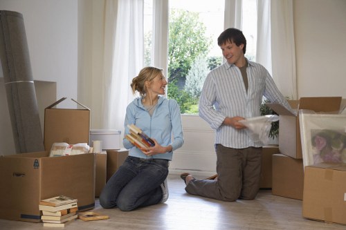 Removal van prepared for loading at a Surrey property